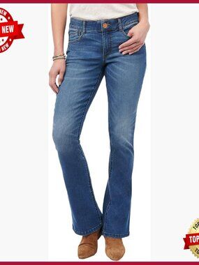 Plus Size Bootcut Jeans with Elastic Waist and Mesh Panels
